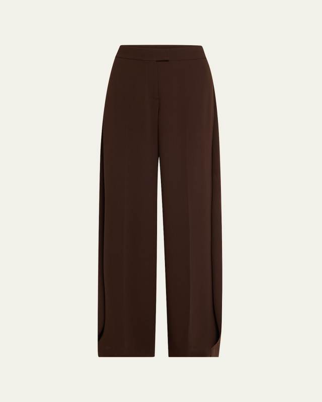 Wide Leg Crepe Pants With Side Extens